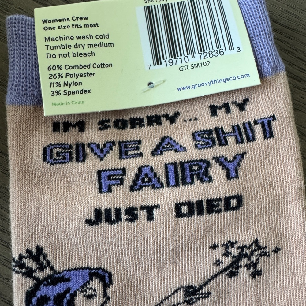 Beige & Lavender Novelty Socks - Womens